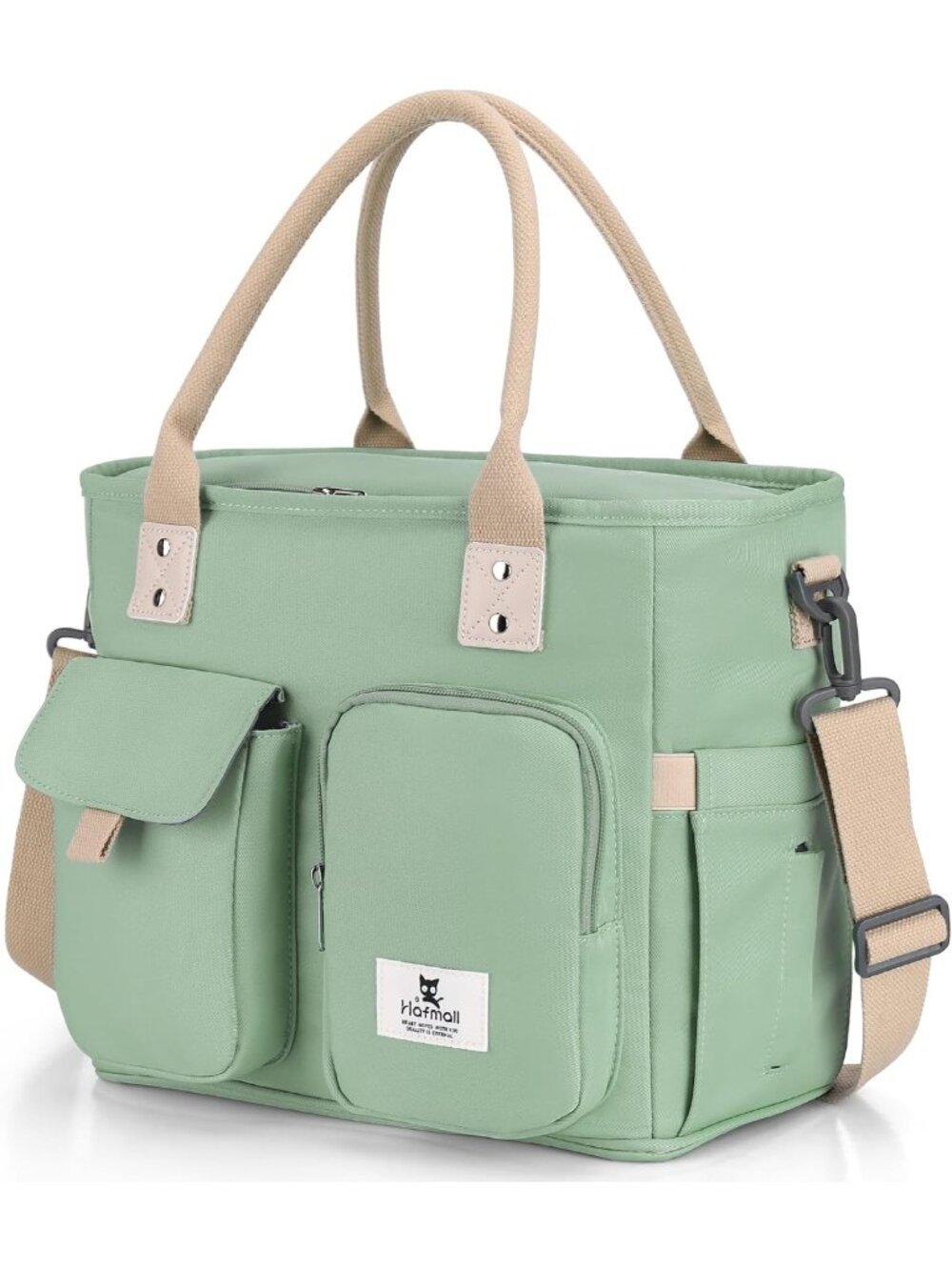 Stylish Insulated Lunch Bag for Women - Large, Wide Opening, Green Color